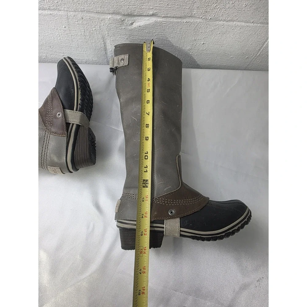 Sorel Women's 6 Gray Slimpack‎ Tall Equestrian Riding Rain Duck Boot Brown